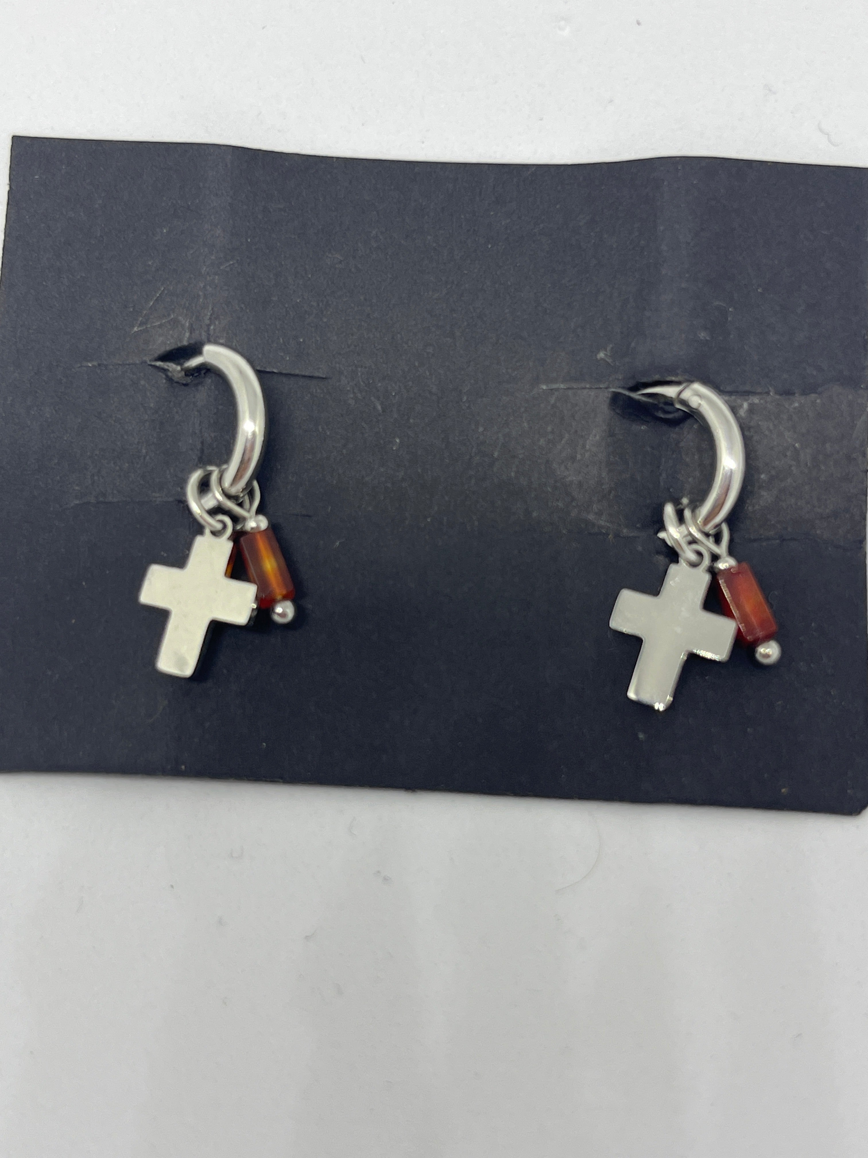Pendientes cruz naranja